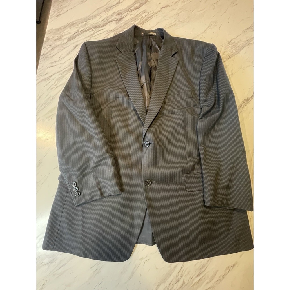 Michael Kors Mens 44S Black Pinstriped Summer Blend Blazer Casual Adult